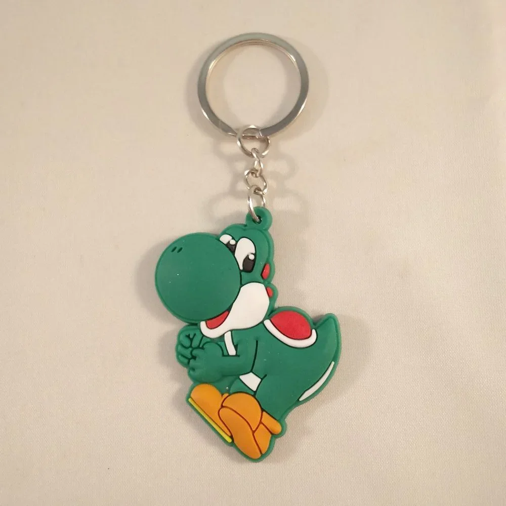 Men's Silver Mario Brothers Luigi Toad Yoshi Character Keychain Key Ring 3 pcs